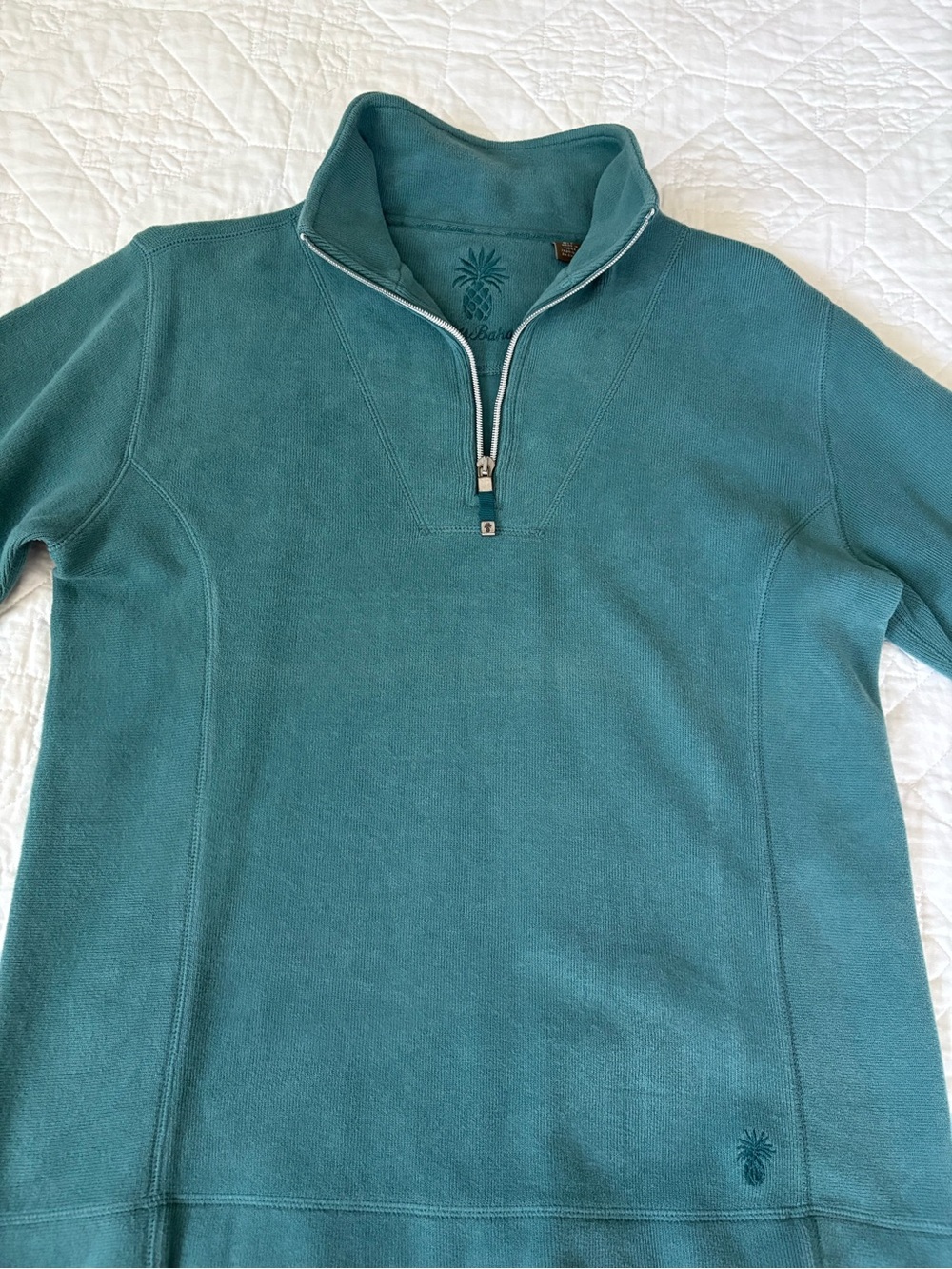 Tommy Bahama Aruba Teal Quarter-Zip  Pullover Sweater Size Small